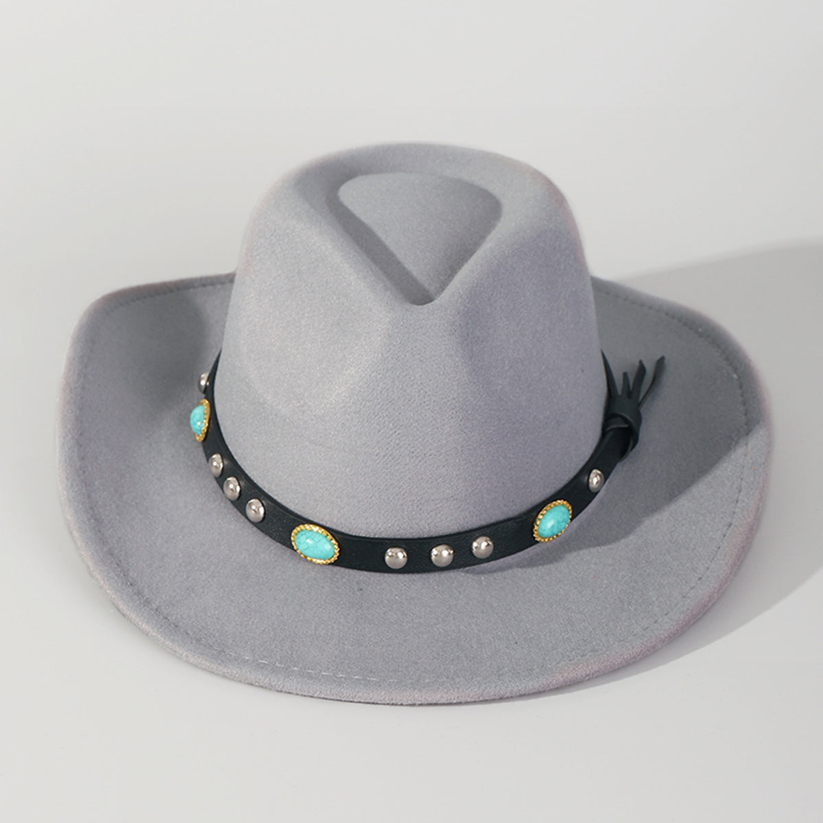 Q0303 PU Turquoise Felt Cowboy Hat