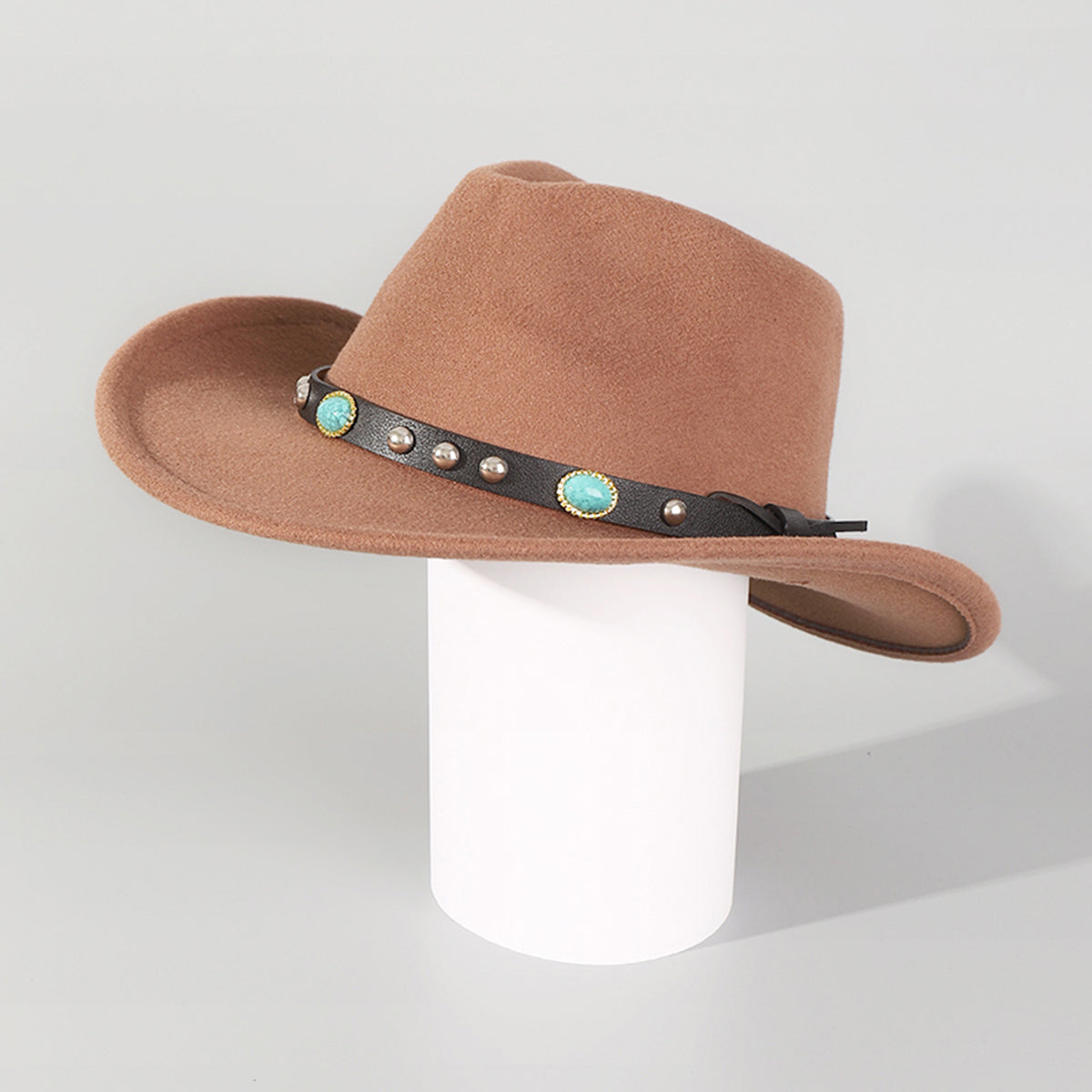 Q0303 PU Turquoise Felt Cowboy Hat