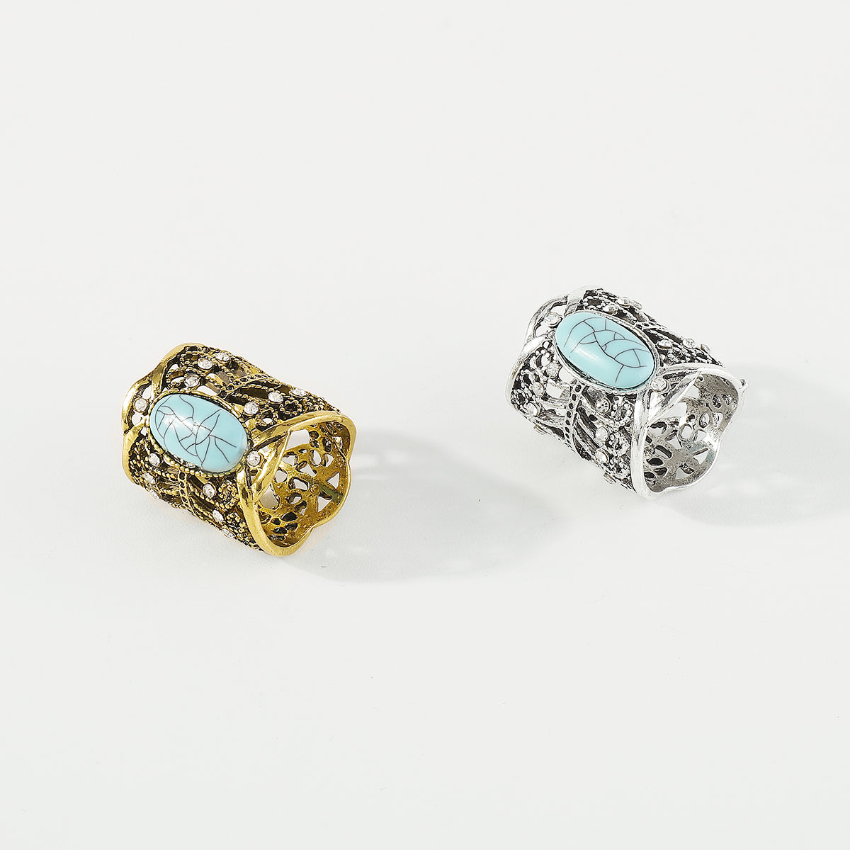R0813 Western Oval Turquoise Statement Ring