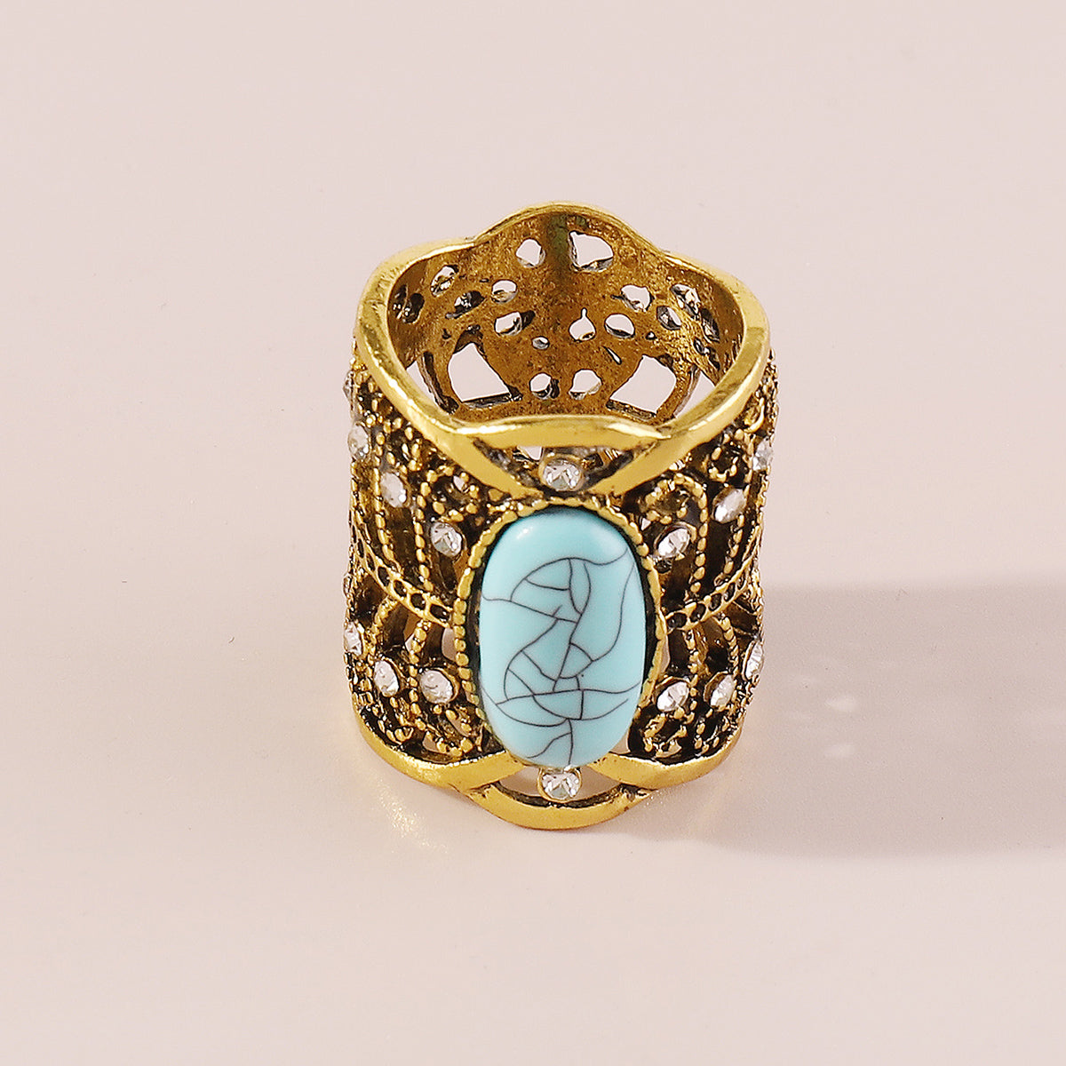 R0813 Western Oval Turquoise Statement Ring