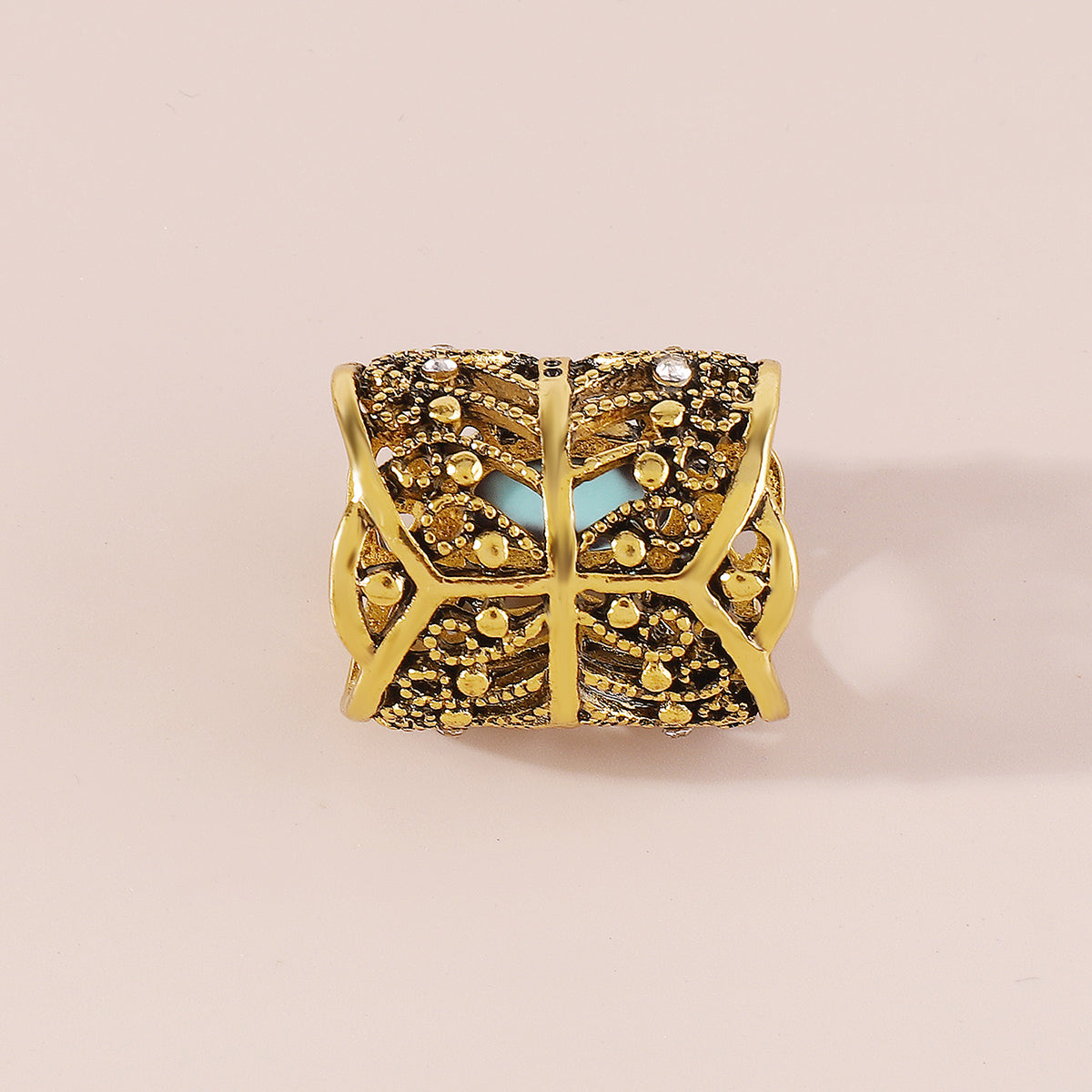R0813 Western Oval Turquoise Statement Ring