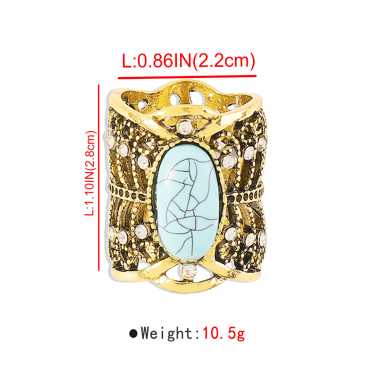 R0813 Western Oval Turquoise Statement Ring
