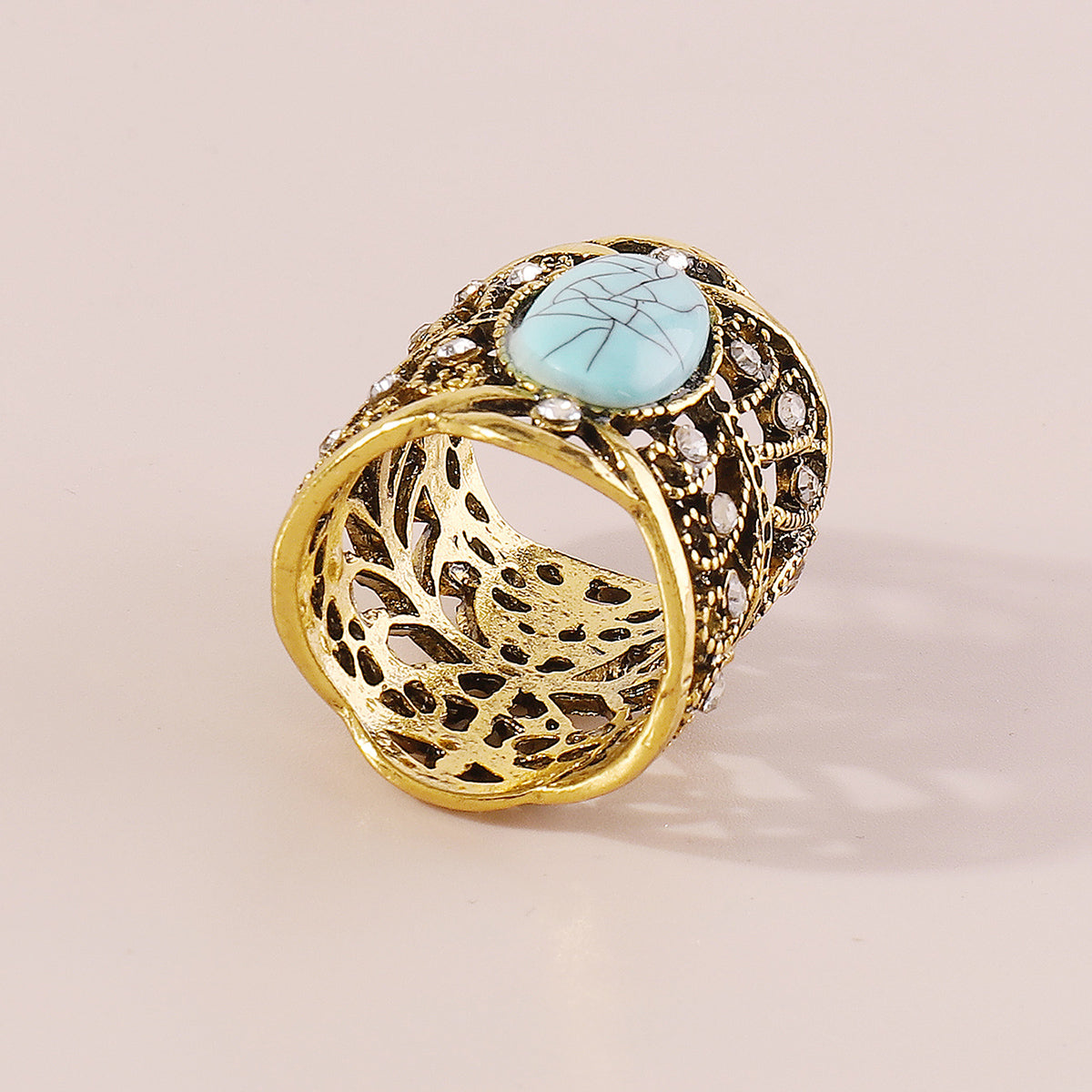 R0813 Western Oval Turquoise Statement Ring