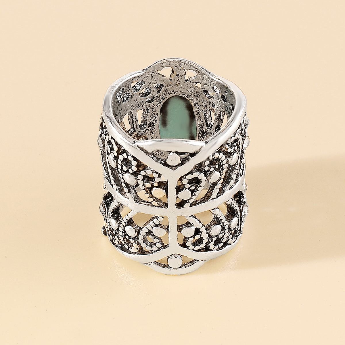 R0813 Western Oval Turquoise Statement Ring