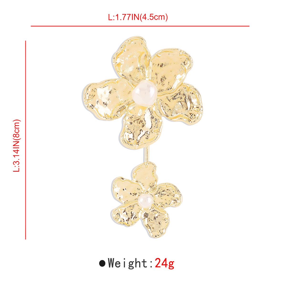 R0816 Double Metal Flower w/Pearl Rings