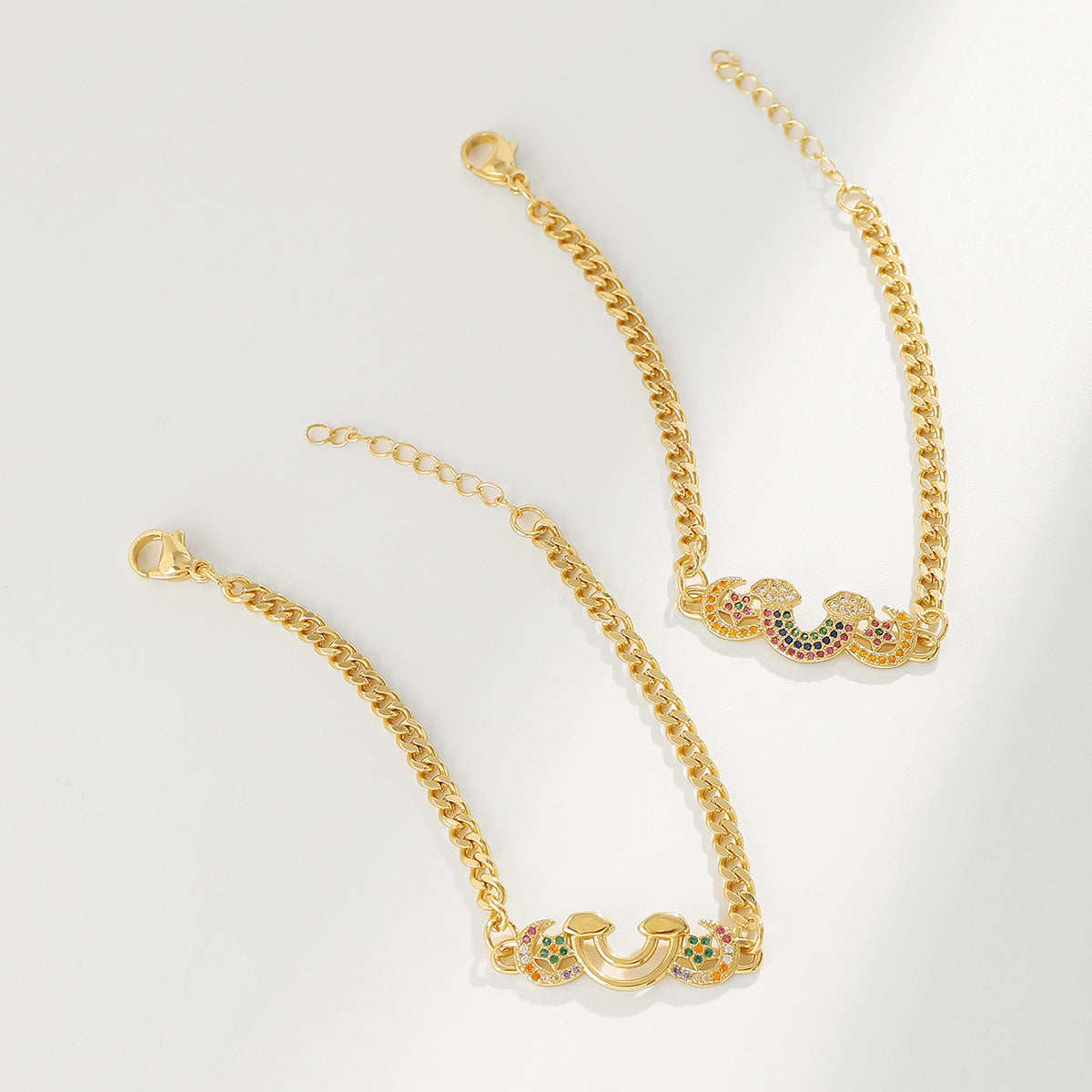 ZB0086 18K Gold Plated Copper Rainbow Moon Star Bracelets