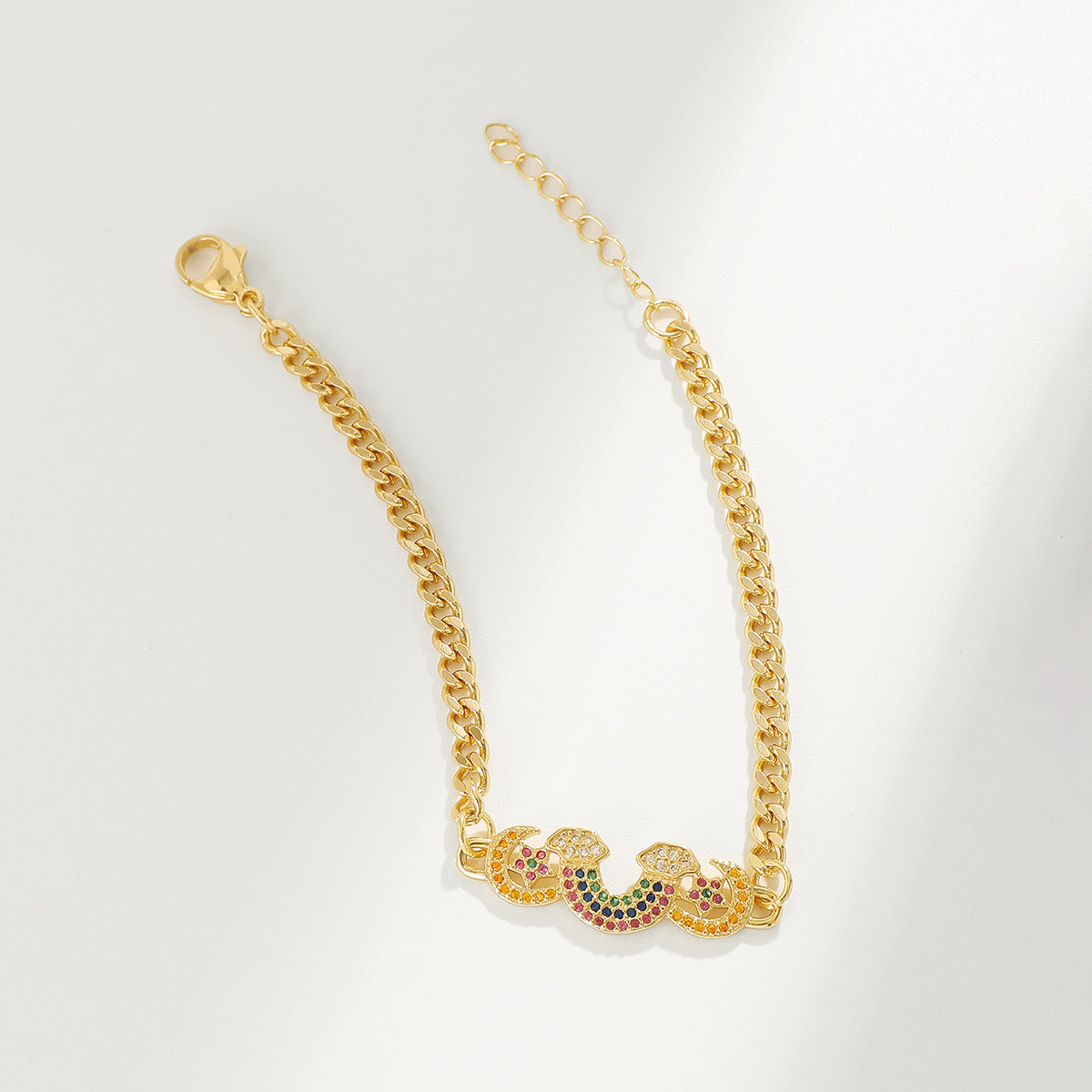 ZB0086 18K Gold Plated Copper Rainbow Moon Star Bracelets