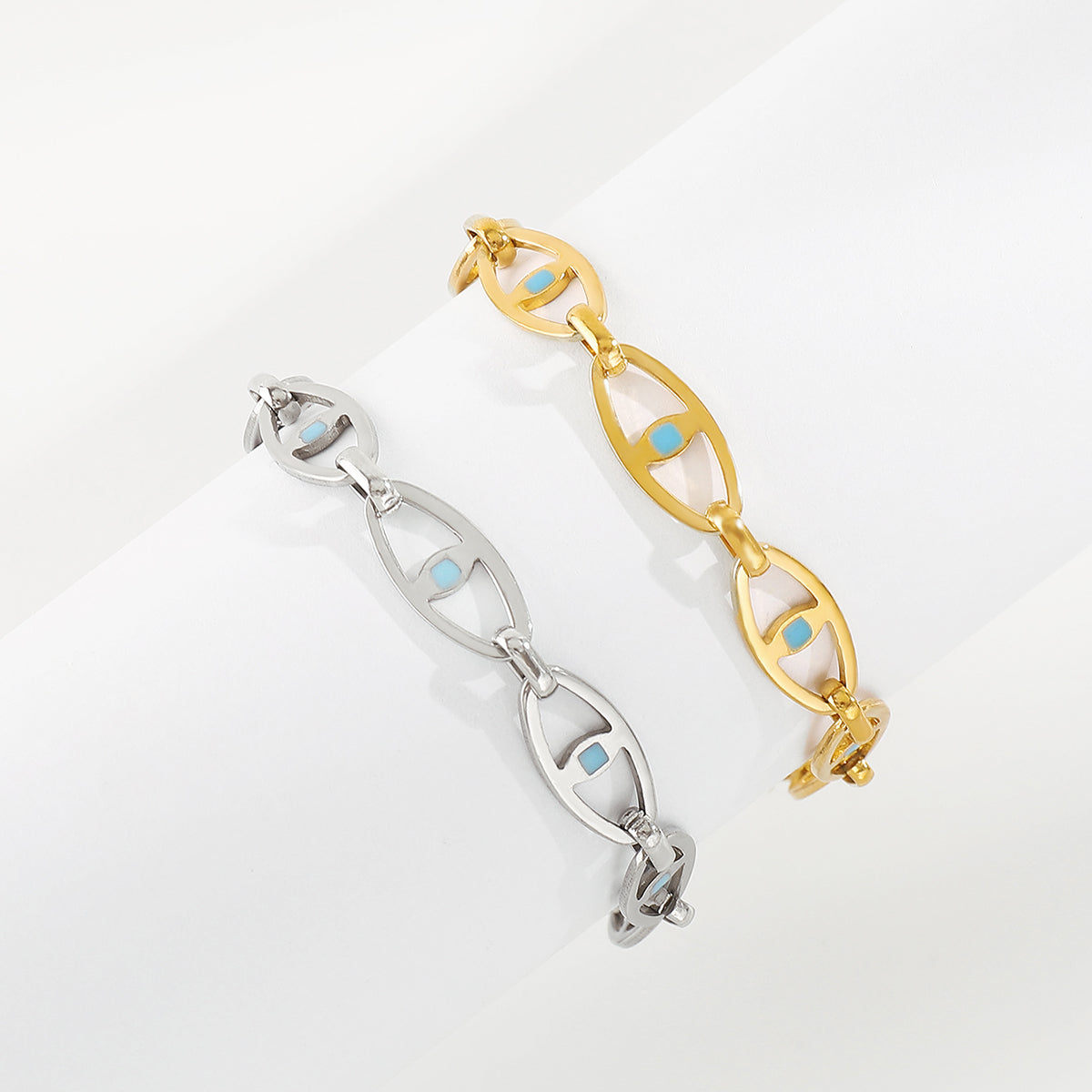 ZB0099 18K Stainless Steel Geometric Hollow Eye Bracelet