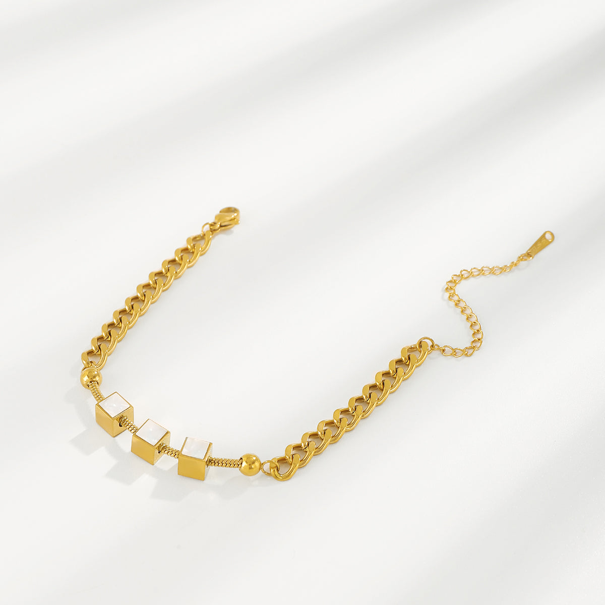 ZB0102 18K Gold Plated Stainless Steel Square Bracelet