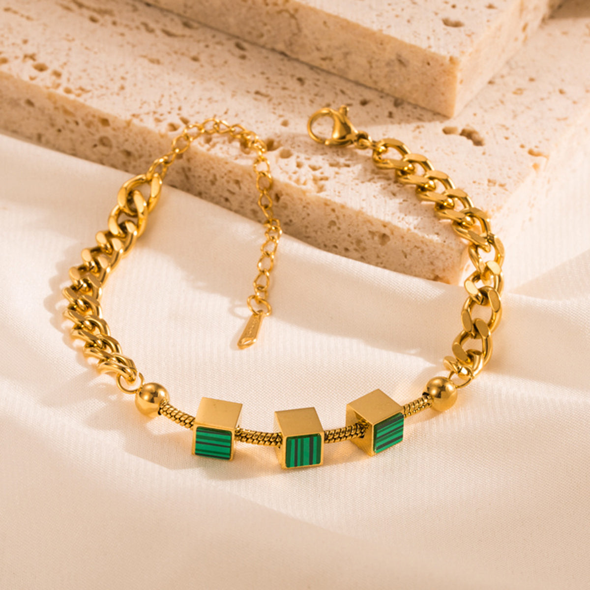 ZB0102 18K Gold Plated Stainless Steel Square Bracelet