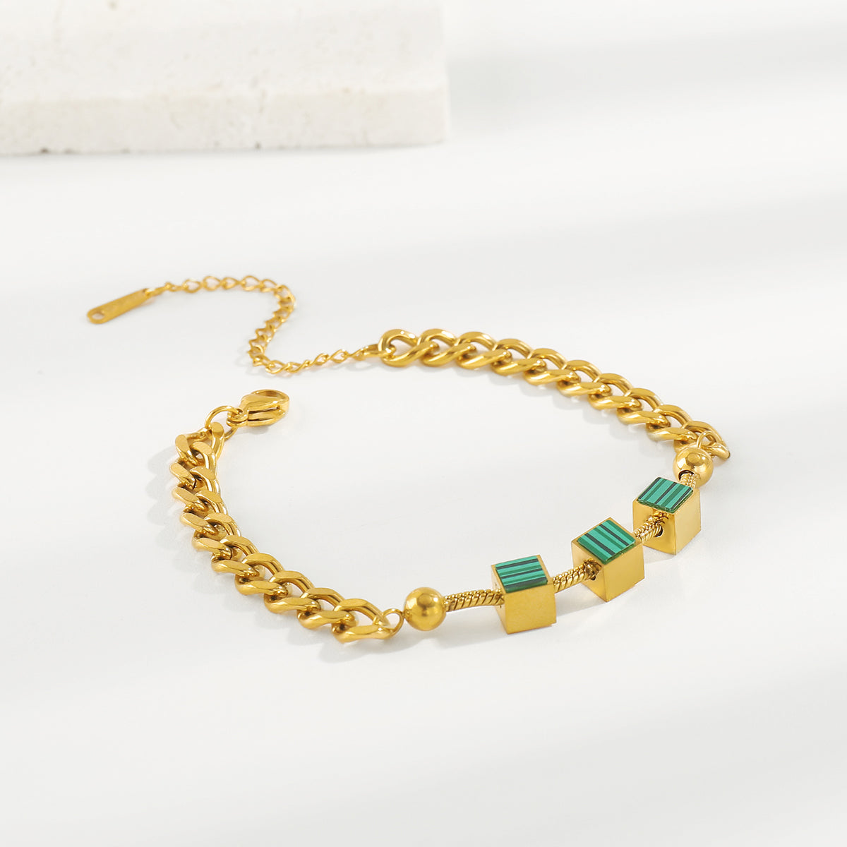 ZB0102 18K Gold Plated Stainless Steel Square Bracelet