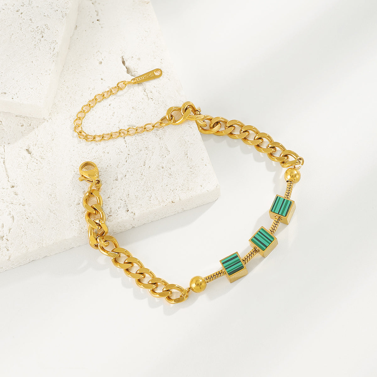 ZB0102 18K Gold Plated Stainless Steel Square Bracelet