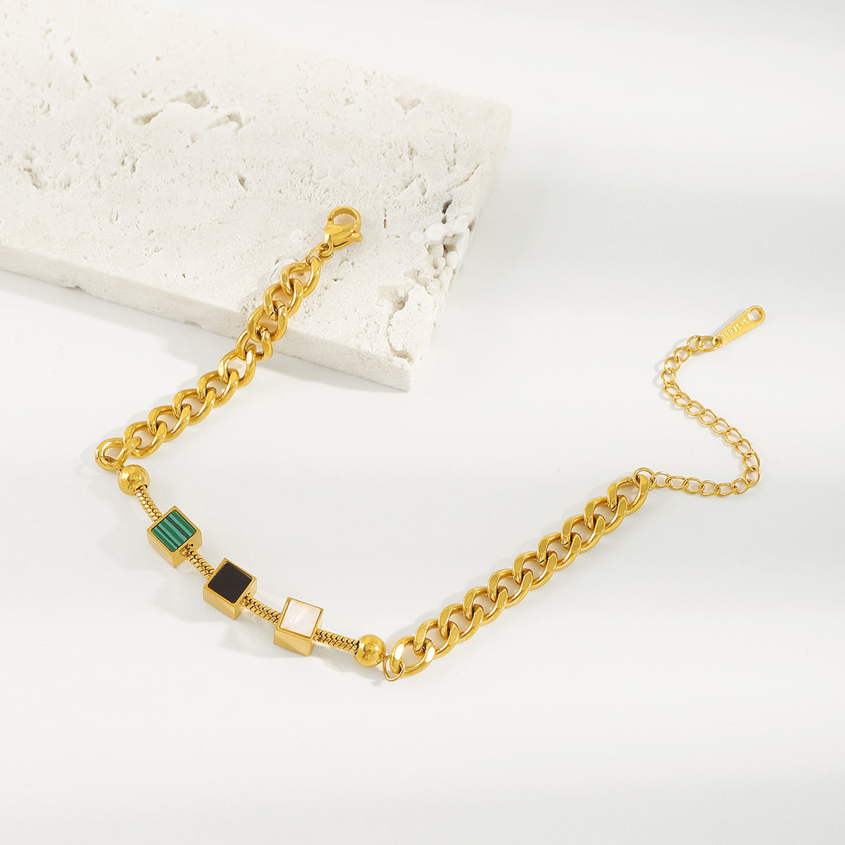 ZB0102 18K Gold Plated Stainless Steel Square Bracelet