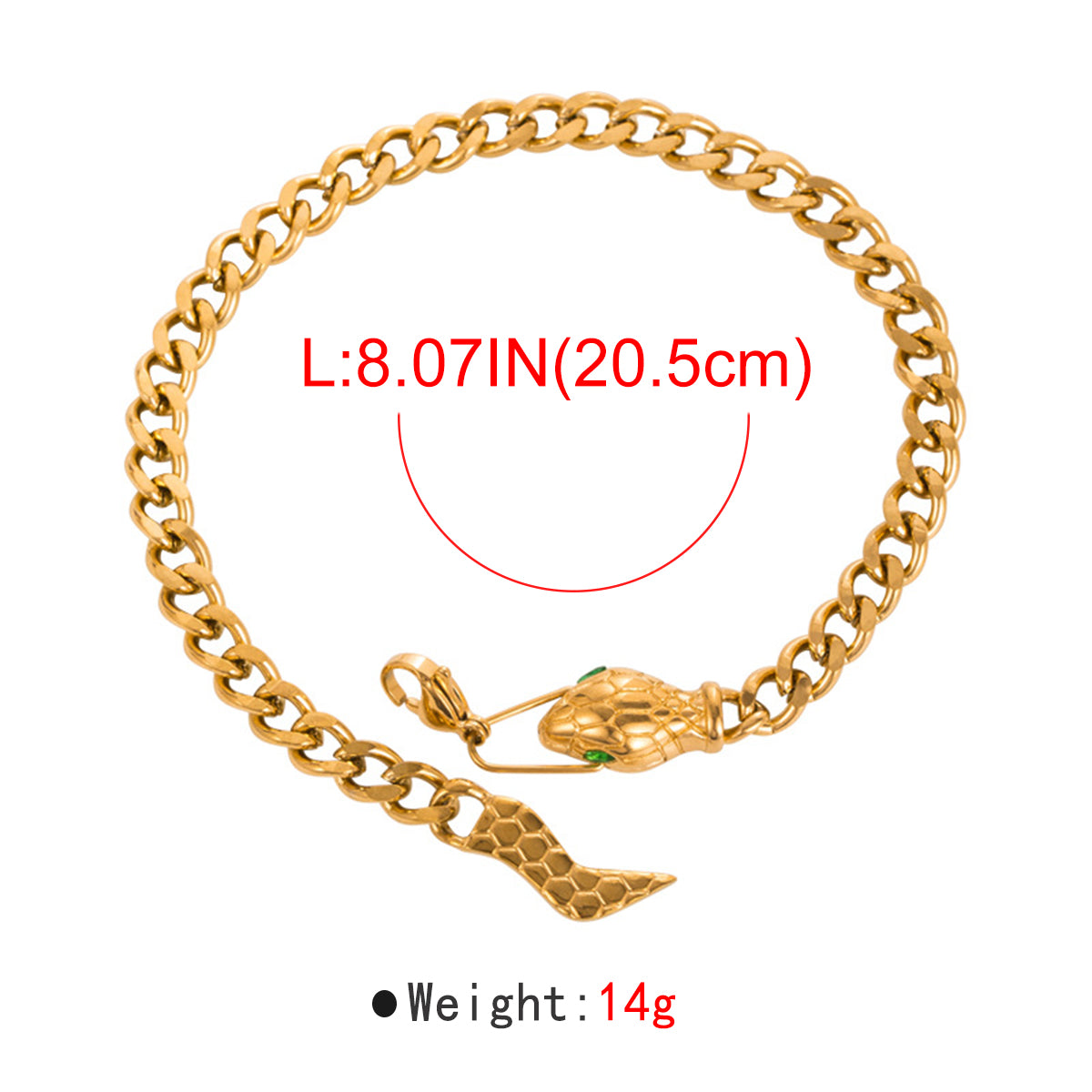 ZB0107 18K Stainless Steel Snake Square CZ Bracelet