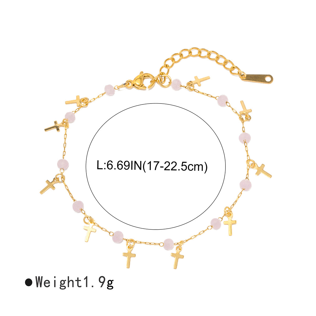 ZB0111 18K Gold Plated Crystals Tassel Cross Bracelet