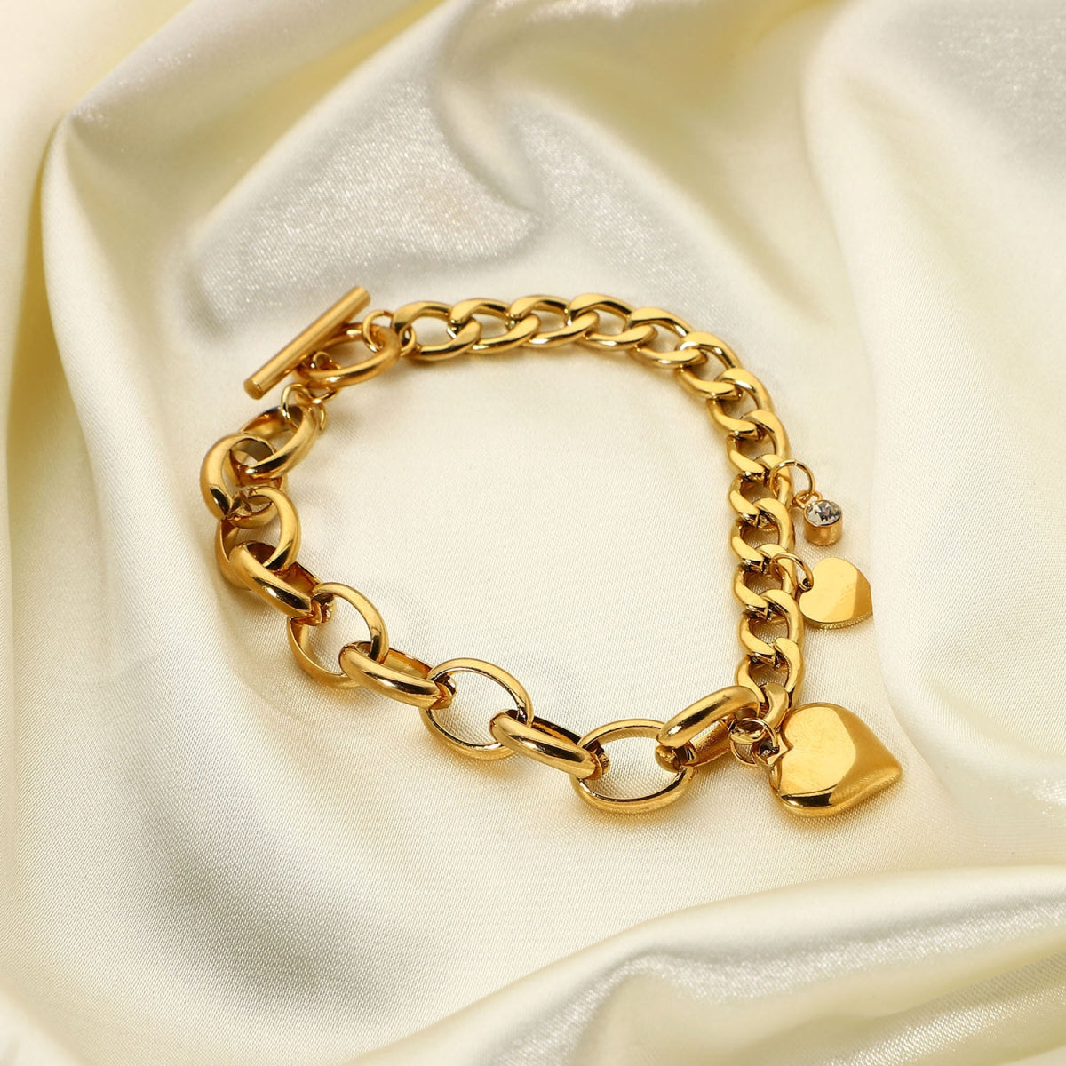 ZB0138 Stainless Steel Heart Pendant Chain Bracelet