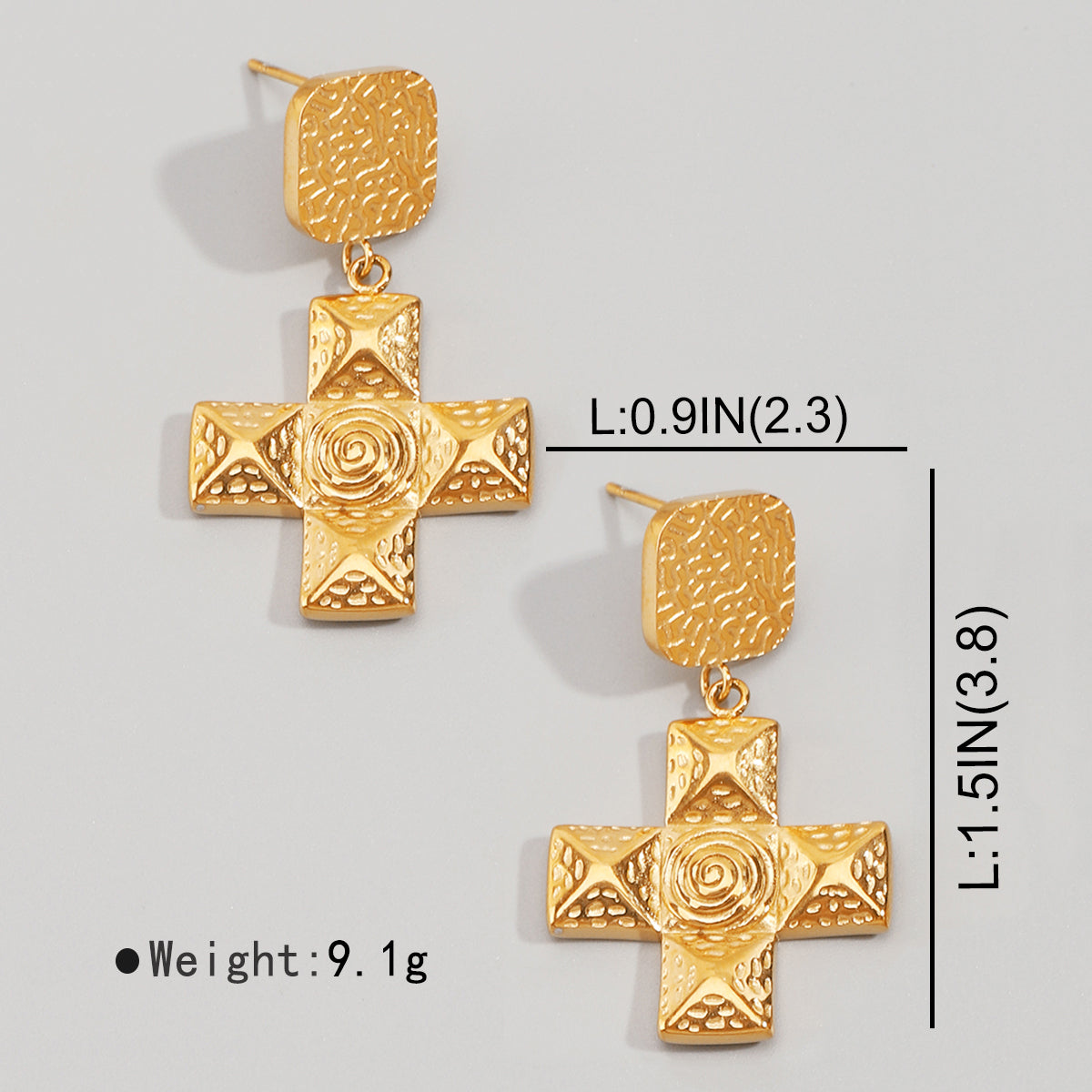ZE0134 18K Stainless Steel Cross Dangle Earrings
