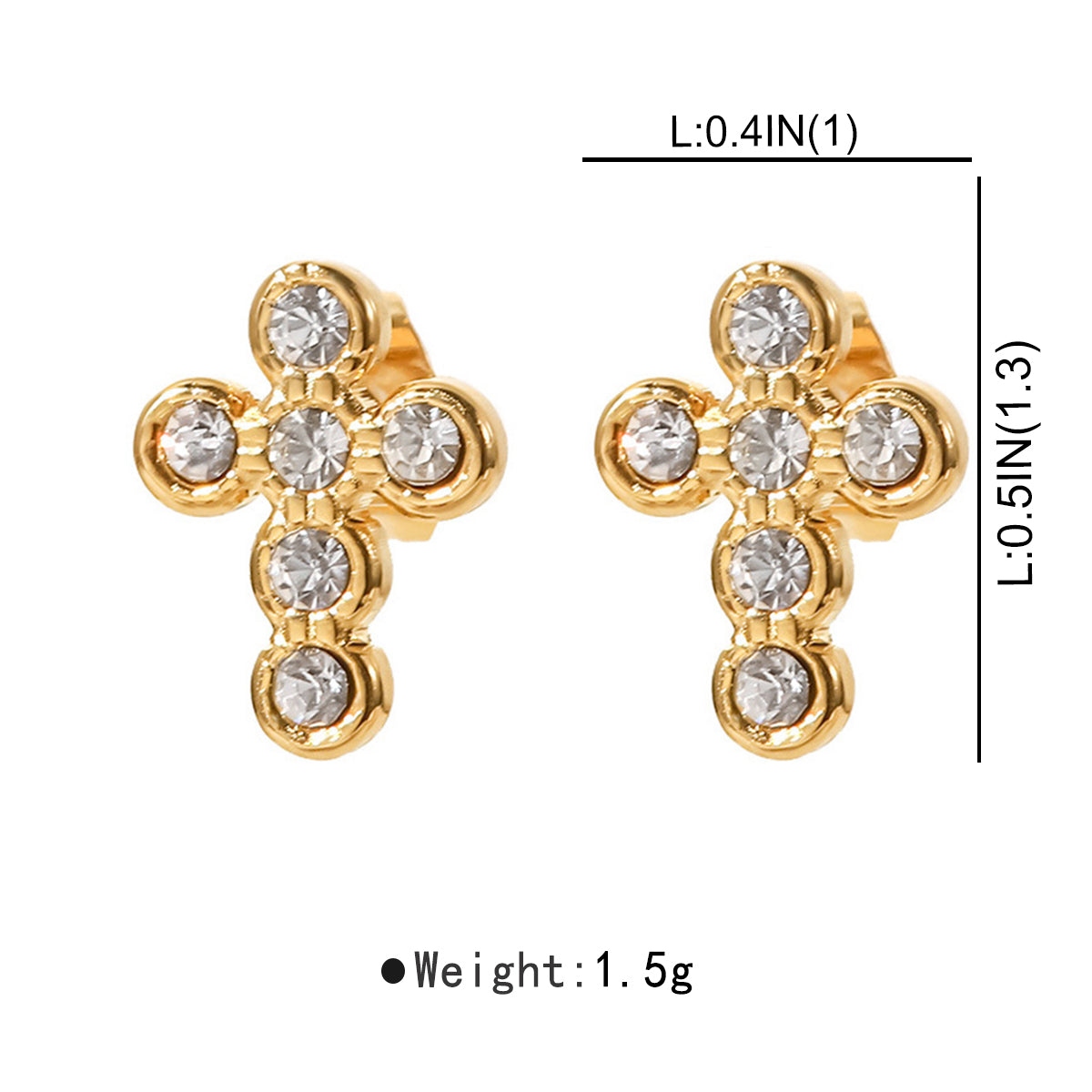 ZE0138 18K Gold Cross Crystal Pearl Dangle Earrings