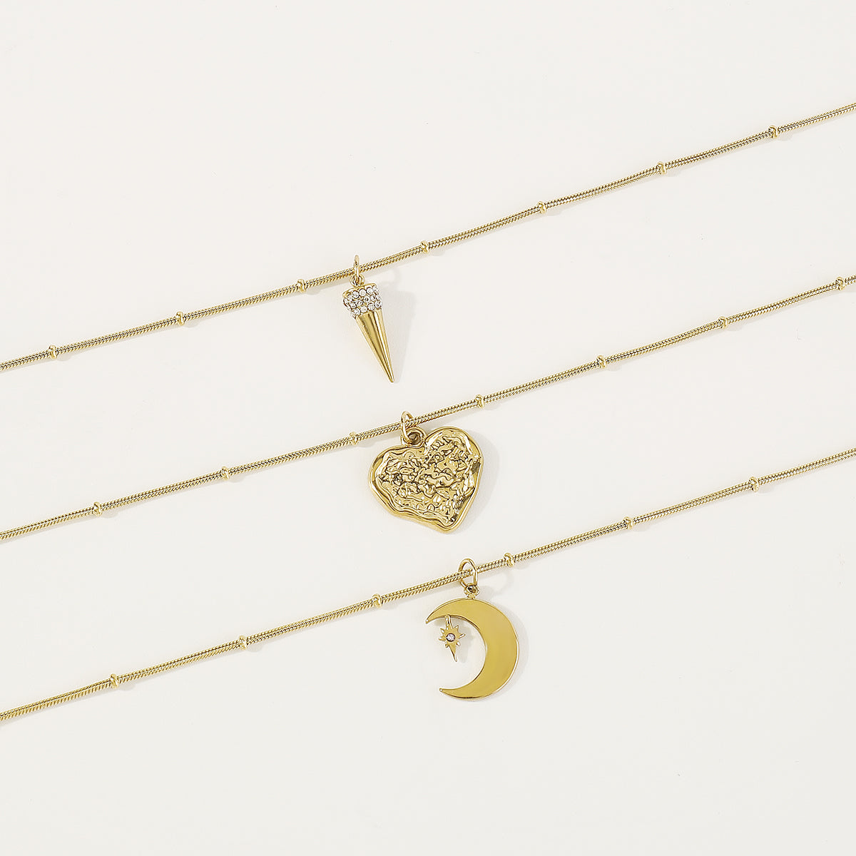 ZN0186 18K Gold Plated Stainless Steel Heart Necklace Tarnish Free