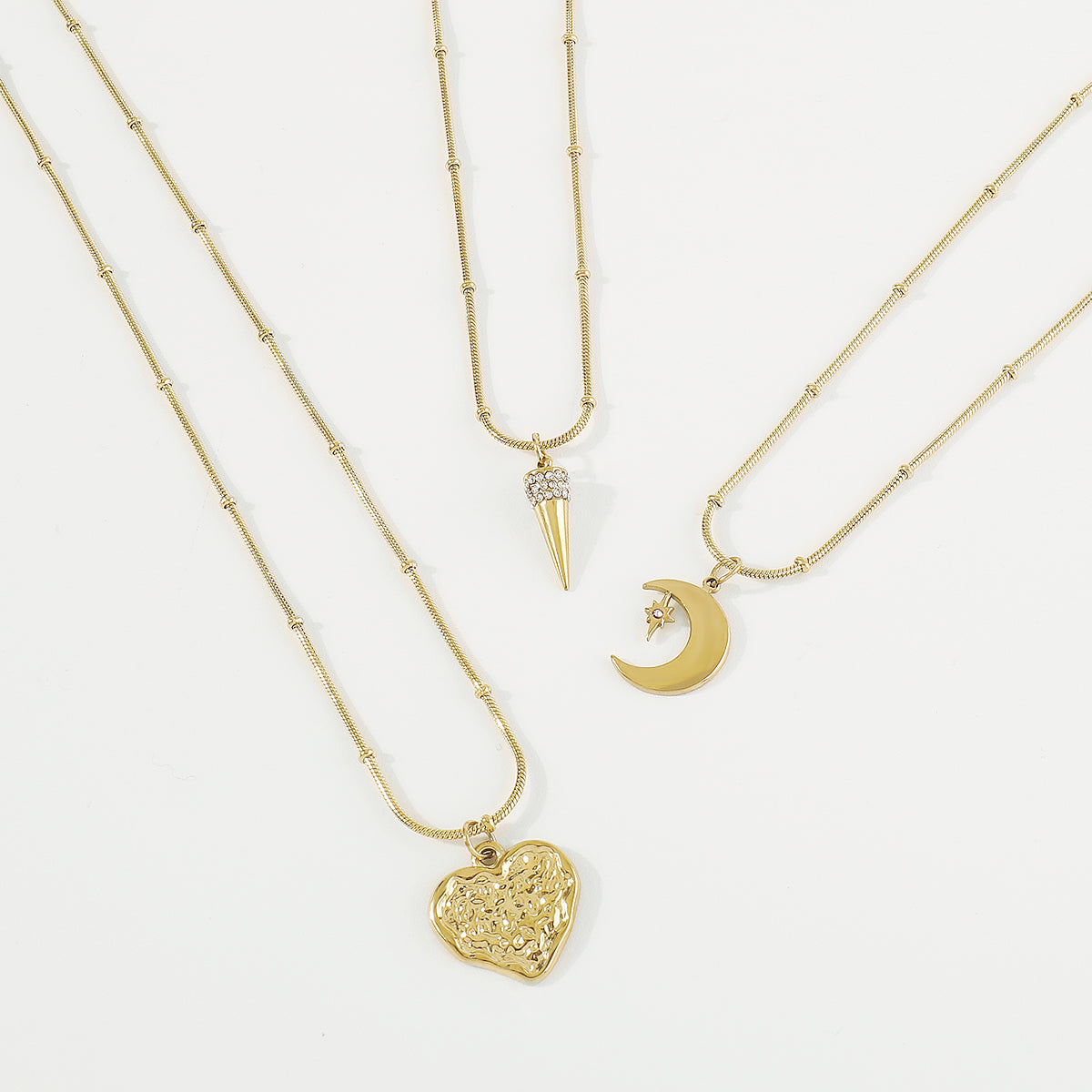 ZN0186 18K Gold Plated Stainless Steel Heart Necklace Tarnish Free