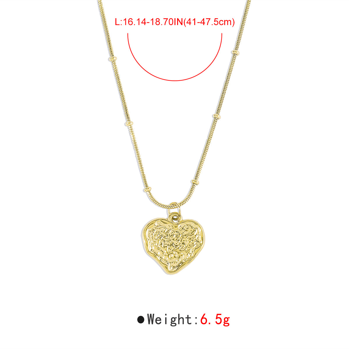 ZN0186 18K Gold Plated Stainless Steel Heart Necklace Tarnish Free