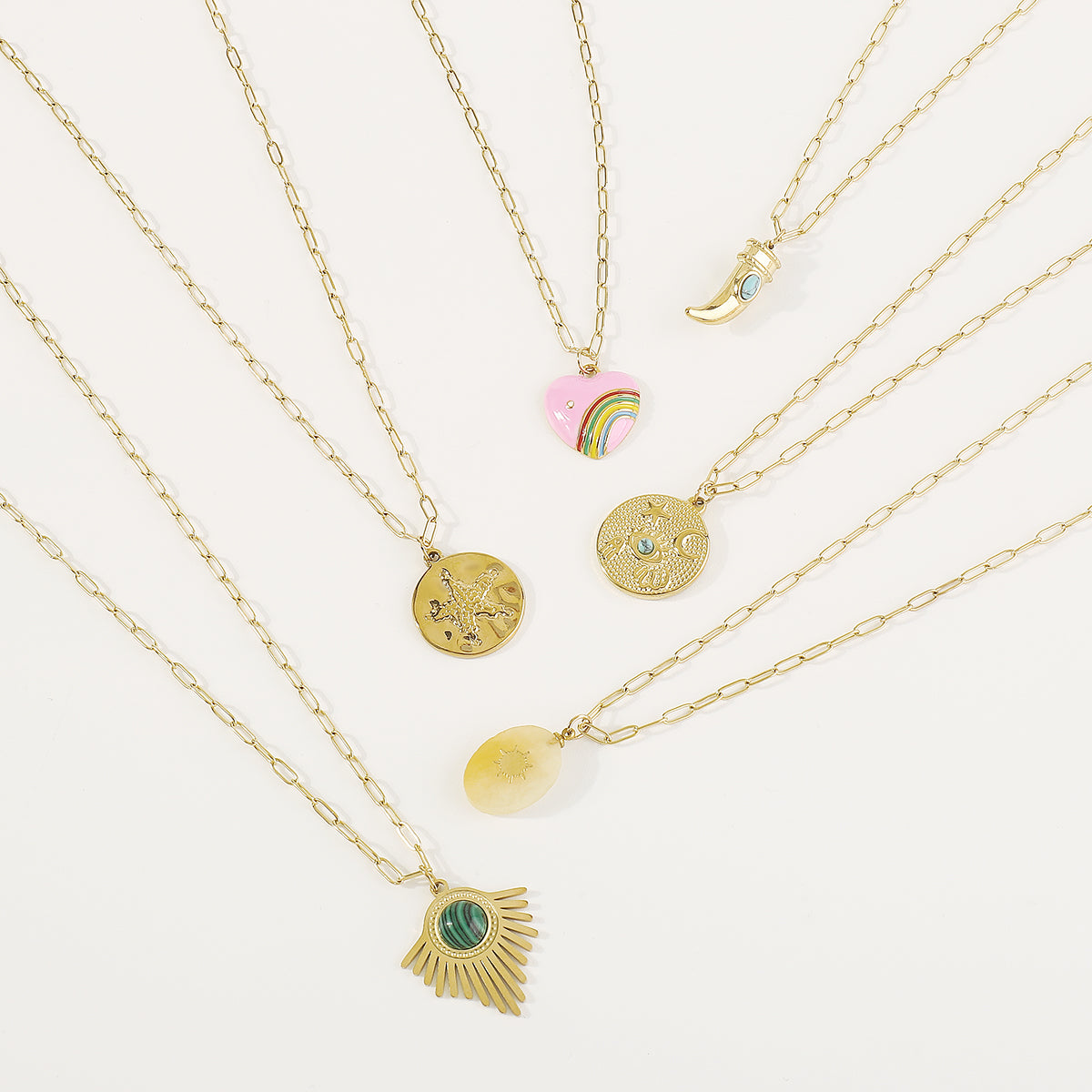 ZN0190 18K Gold Plated Stainless Steel Heart Necklace Tarnish Free