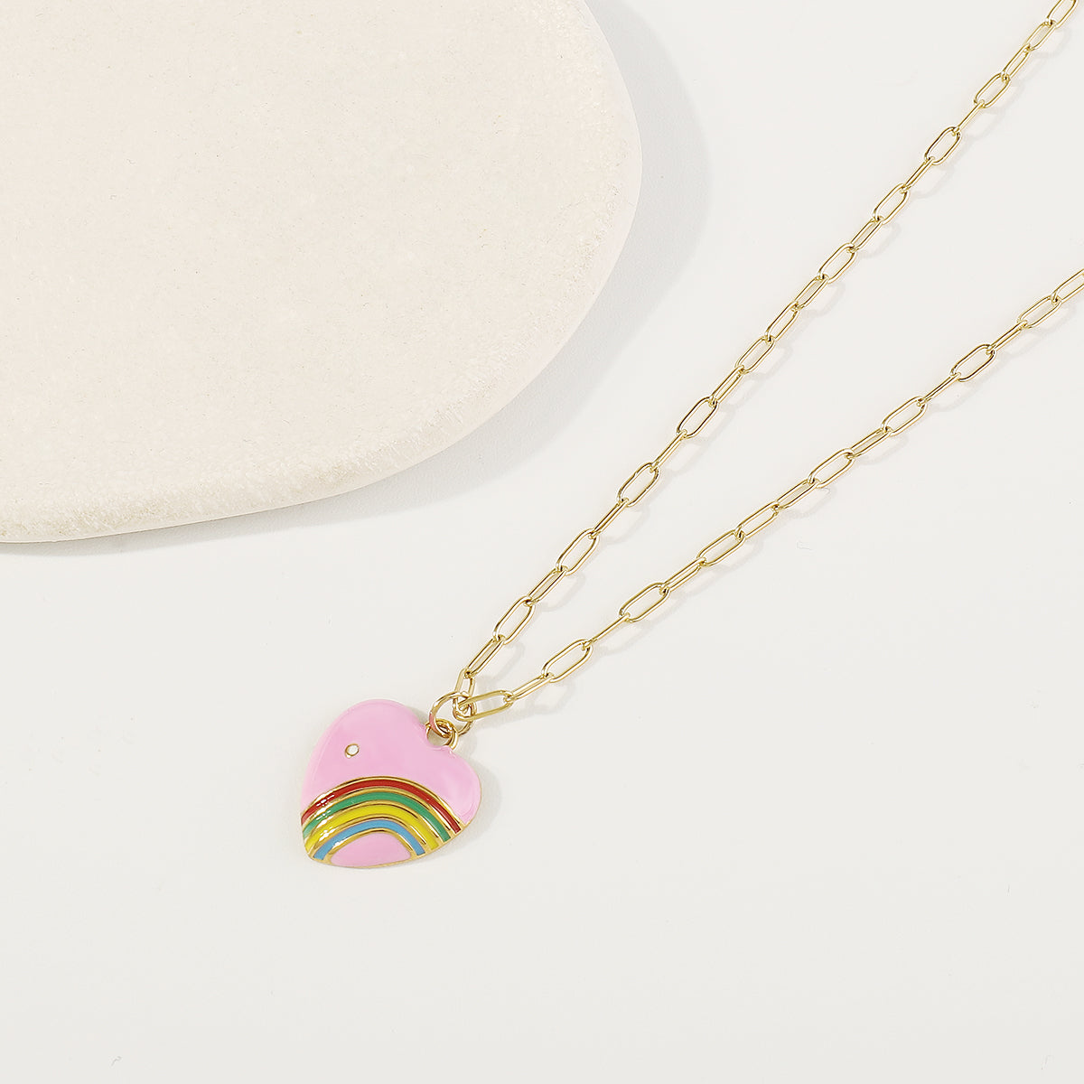 ZN0190 18K Gold Plated Stainless Steel Heart Necklace Tarnish Free