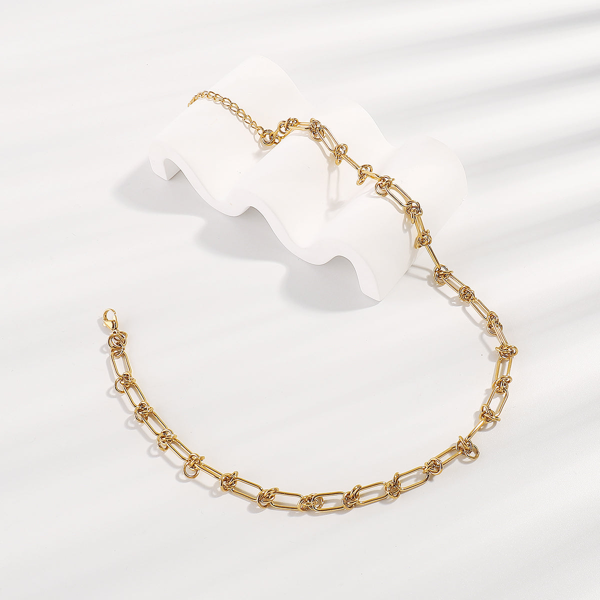 ZN0197 18K Stainless Steel Choker Link Chain Necklace