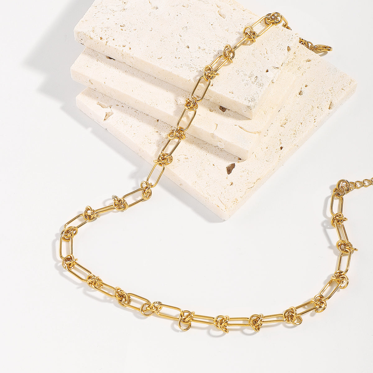 ZN0197 18K Stainless Steel Choker Link Chain Necklace