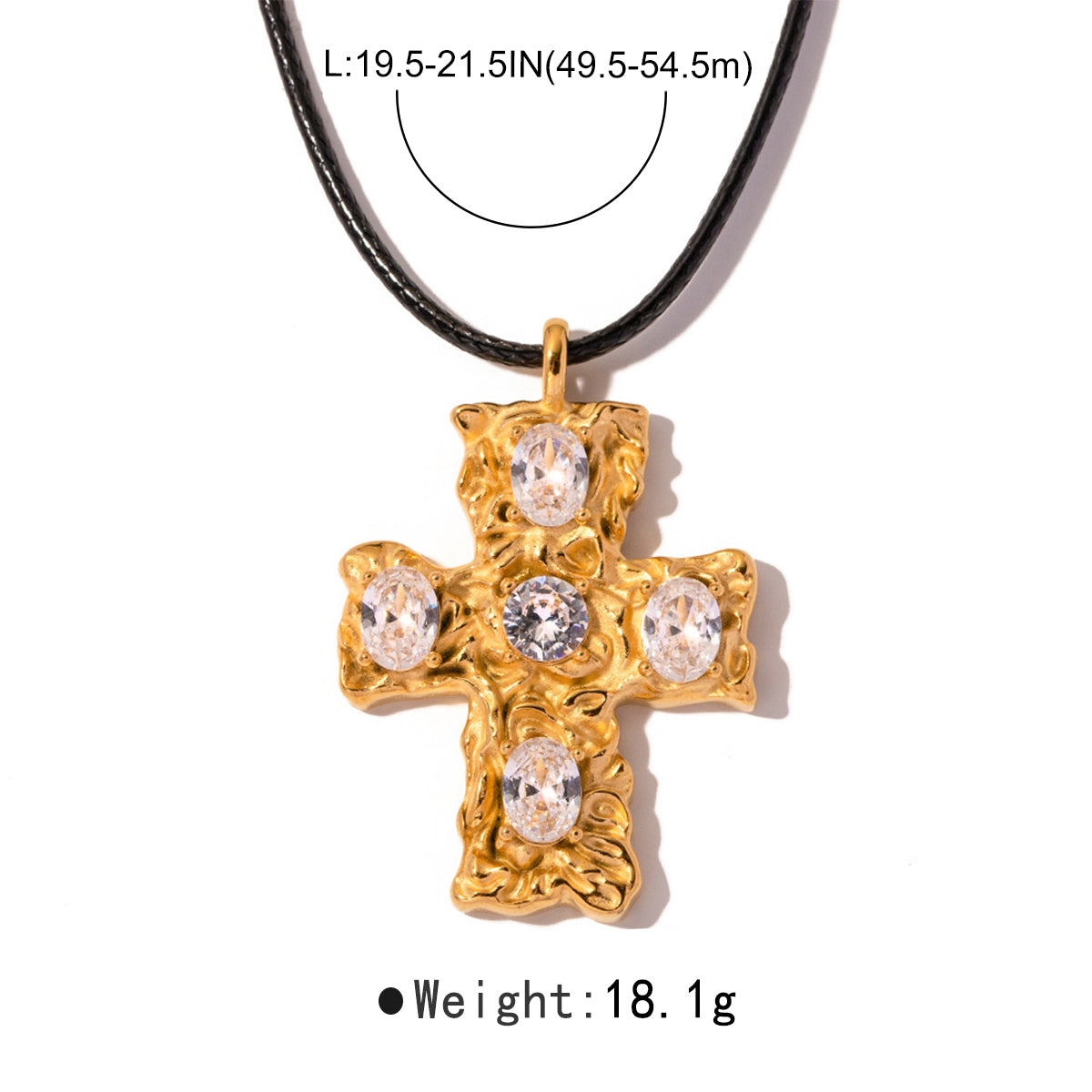 ZN0198 18K Stainless Steel CZ Cross Pendant Necklace