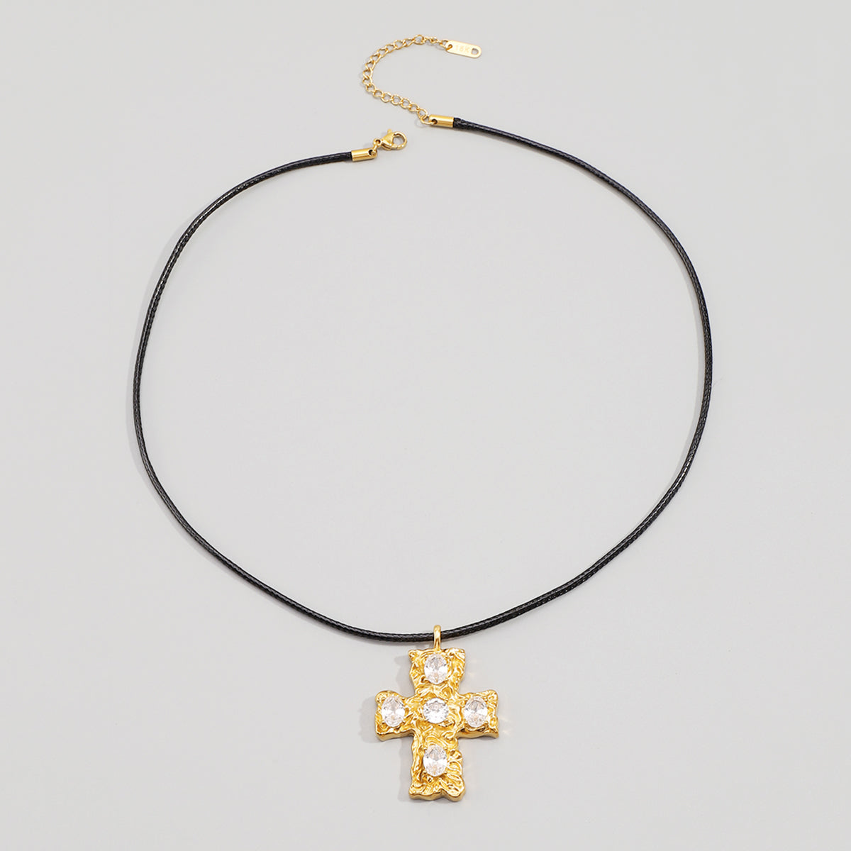 ZN0198 18K Stainless Steel CZ Cross Pendant Necklace