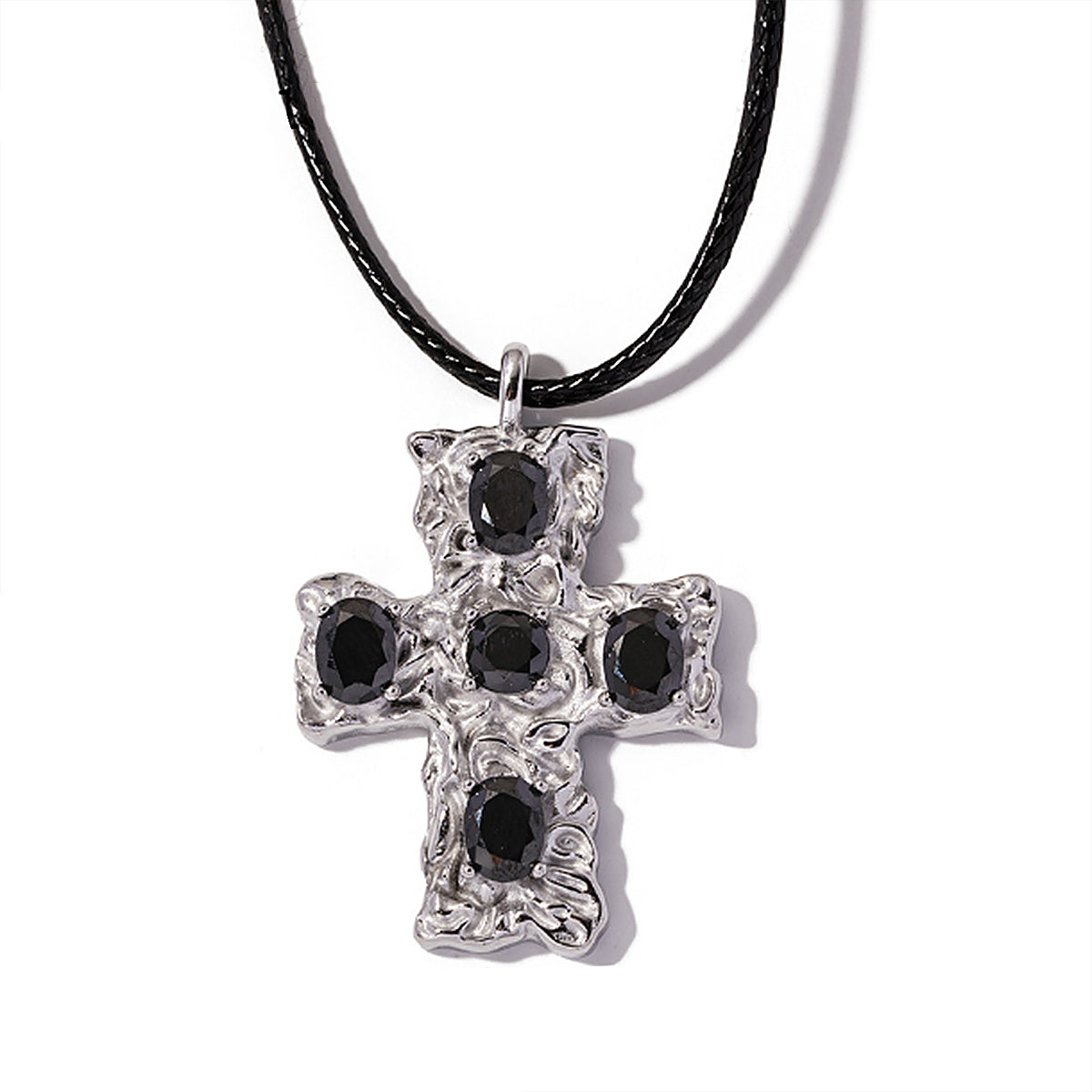 ZN0198 18K Stainless Steel CZ Cross Pendant Necklace