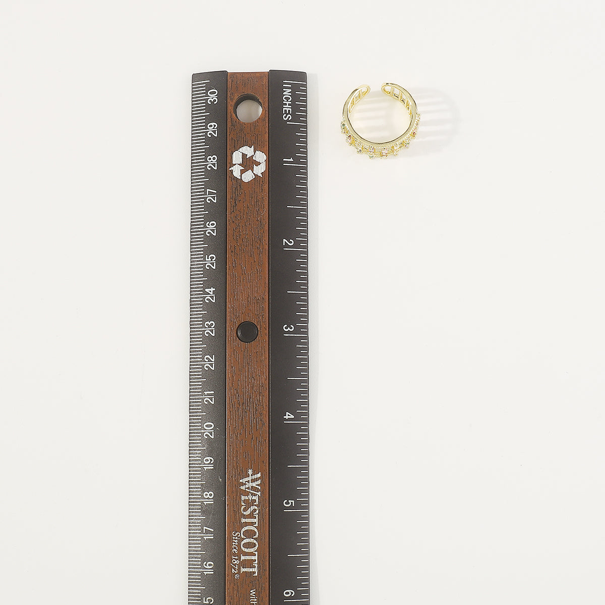 ZR0175 18K Gold Plated Copper Rainbow Row Ring