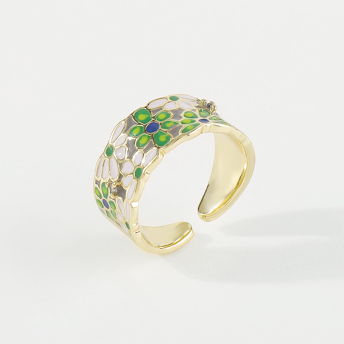 ZR0192 Copper Multi-Color Enamel Husky CZ Rings