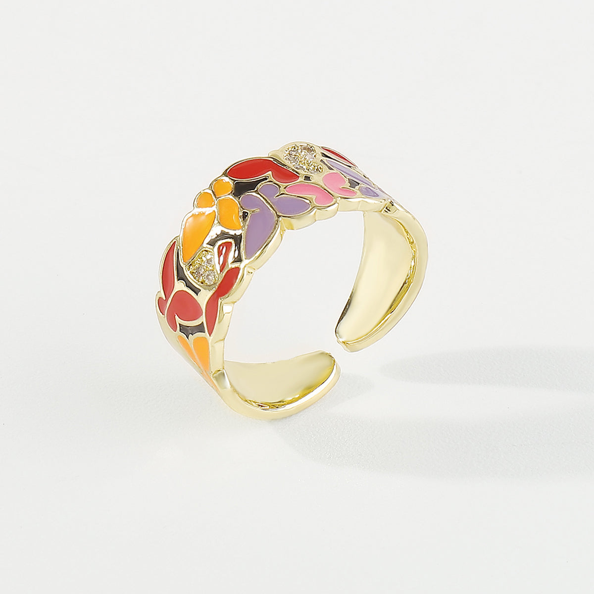 ZR0192 Copper Multi-Color Enamel Husky CZ Rings