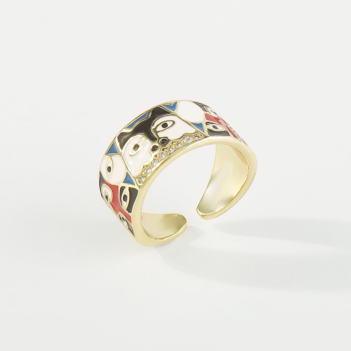 ZR0192 Copper Multi-Color Enamel Husky CZ Rings