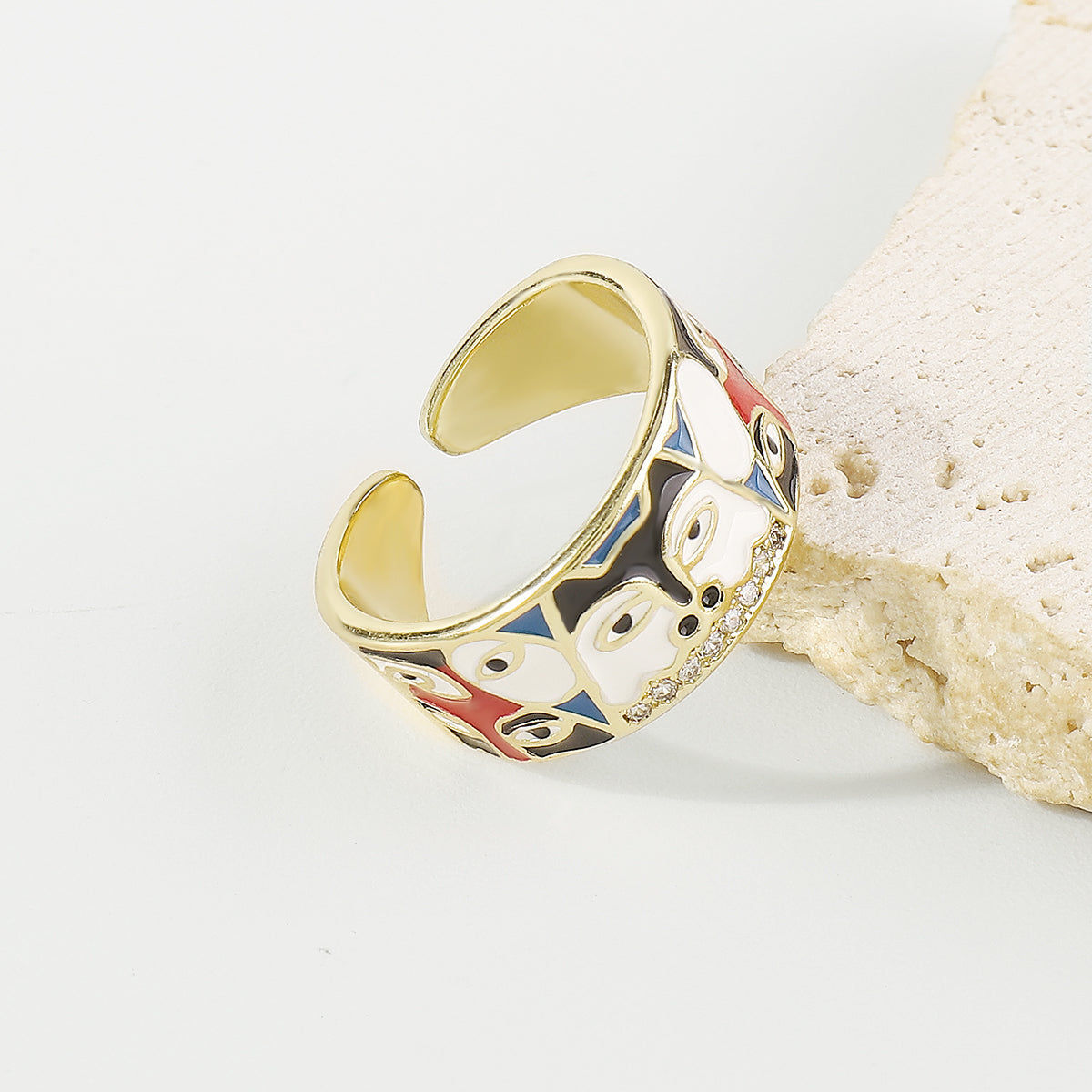ZR0192 Copper Multi-Color Enamel Husky CZ Rings