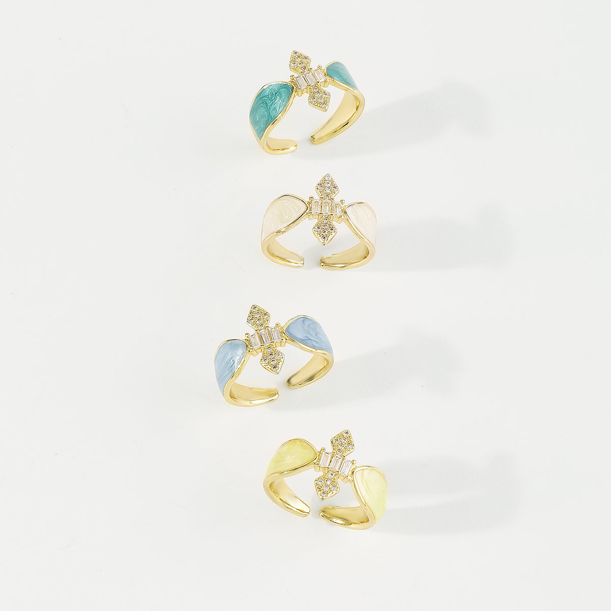 ZR0197 Copper Multi-Color CZ Enamel Rings
