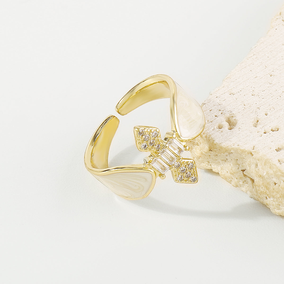 ZR0197 Copper Multi-Color CZ Enamel Rings