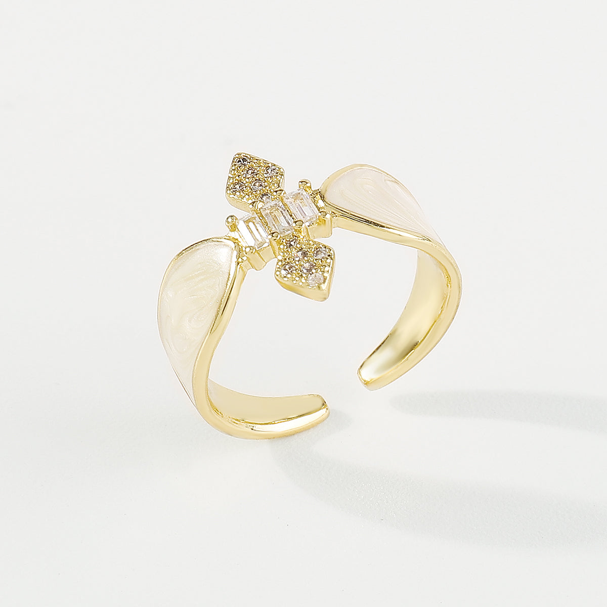 ZR0197 Copper Multi-Color CZ Enamel Rings