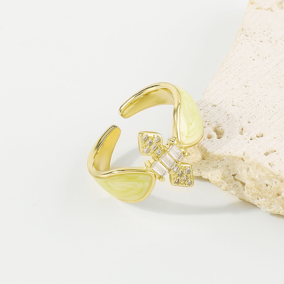 ZR0197 Copper Multi-Color CZ Enamel Rings