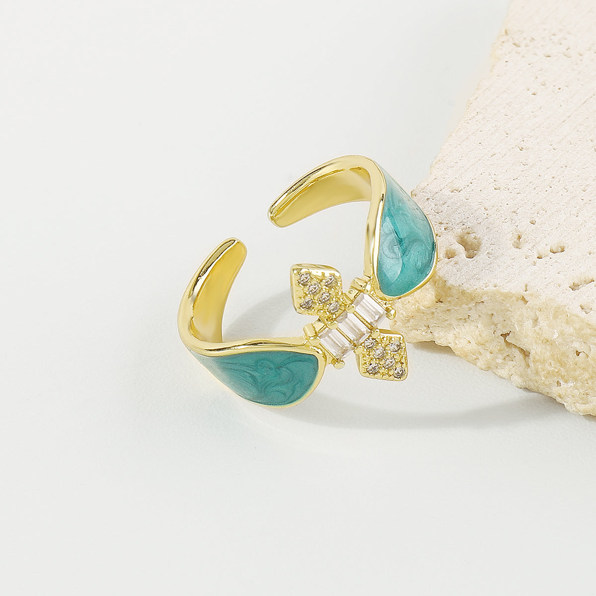 ZR0197 Copper Multi-Color CZ Enamel Rings