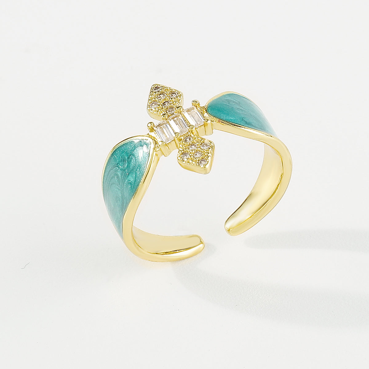 ZR0197 Copper Multi-Color CZ Enamel Rings