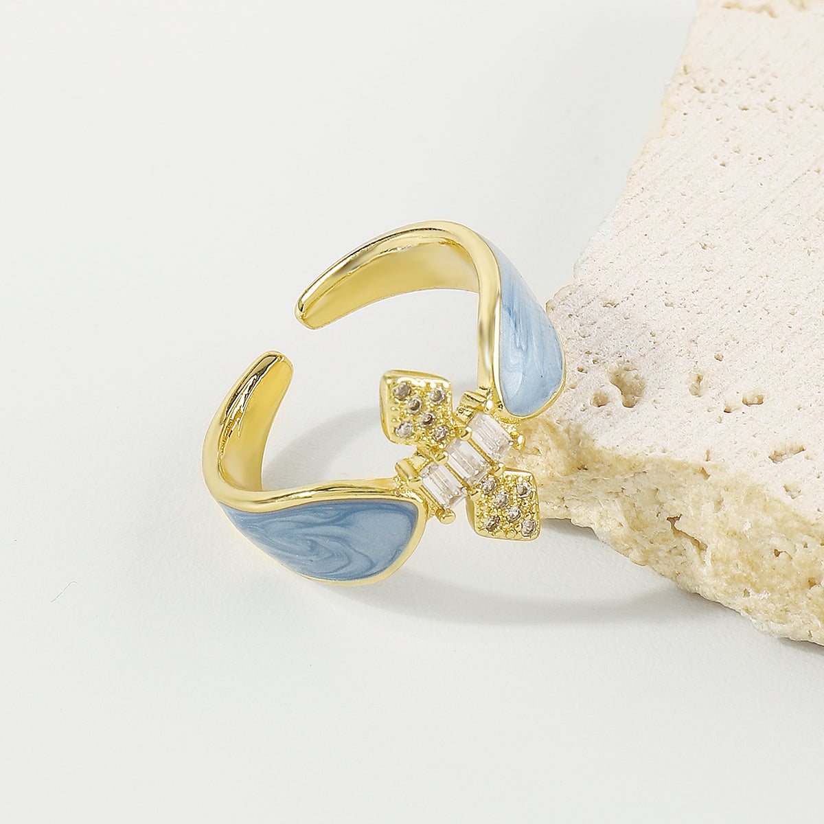 ZR0197 Copper Multi-Color CZ Enamel Rings