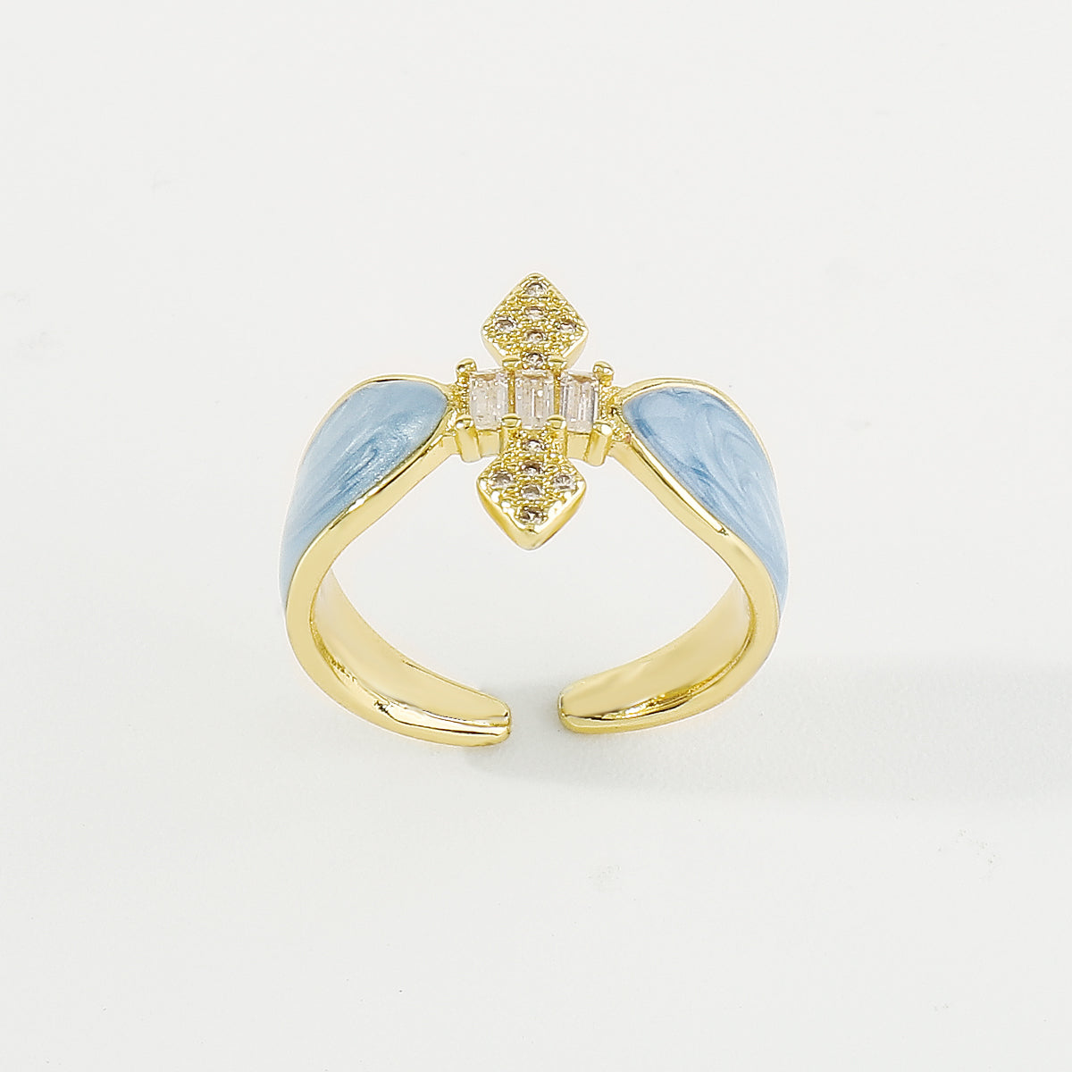 ZR0197 Copper Multi-Color CZ Enamel Rings