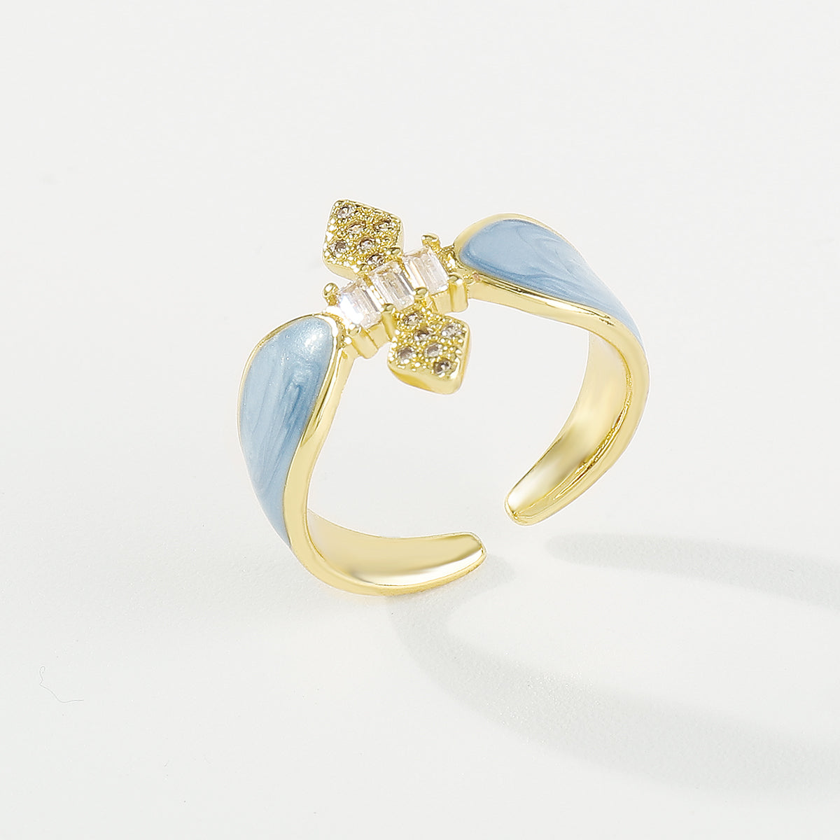 ZR0197 Copper Multi-Color CZ Enamel Rings