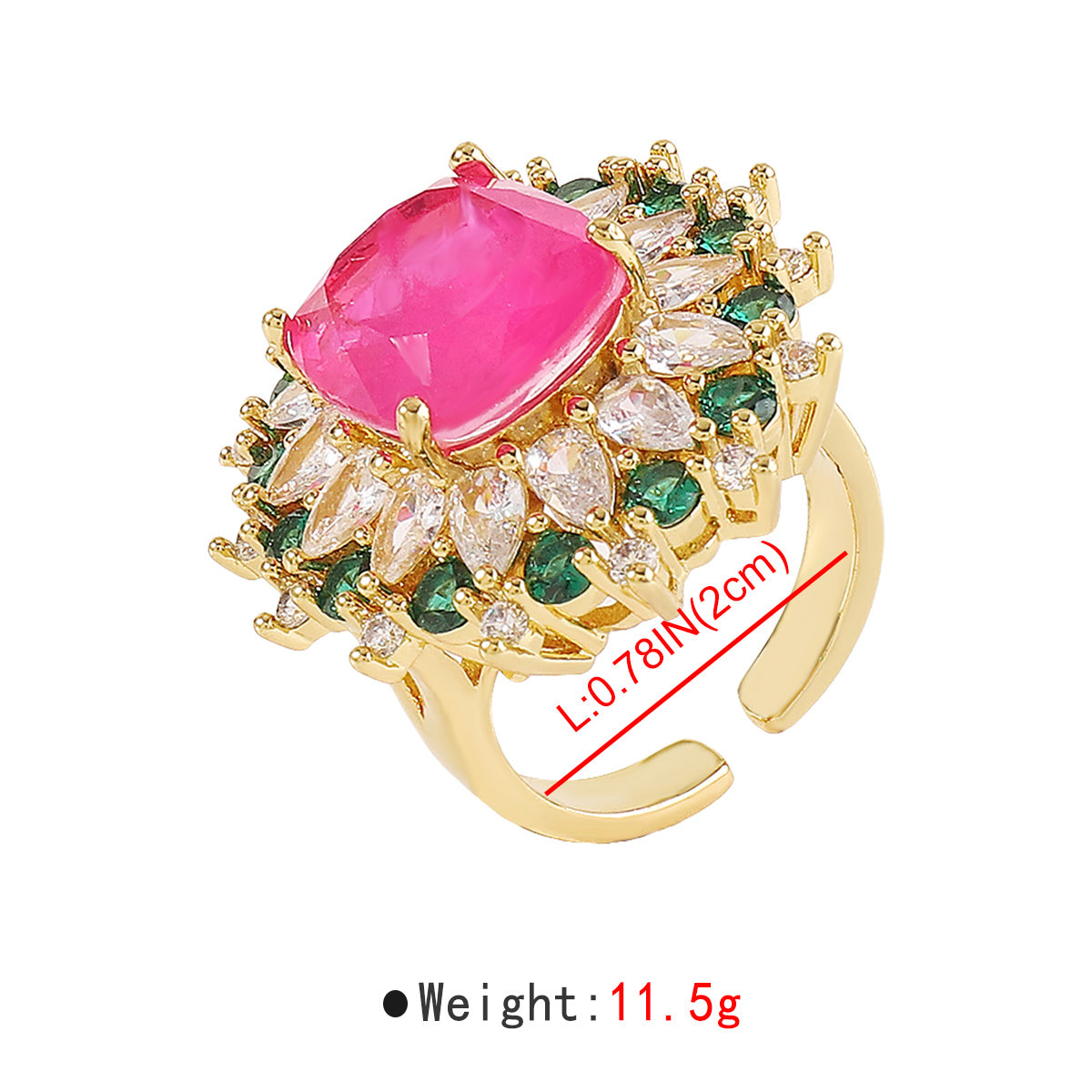 ZR0202 18K Copper Rainbow CZ Adjustable Rings