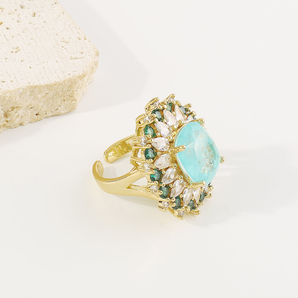 ZR0202 18K Copper Rainbow CZ Adjustable Rings