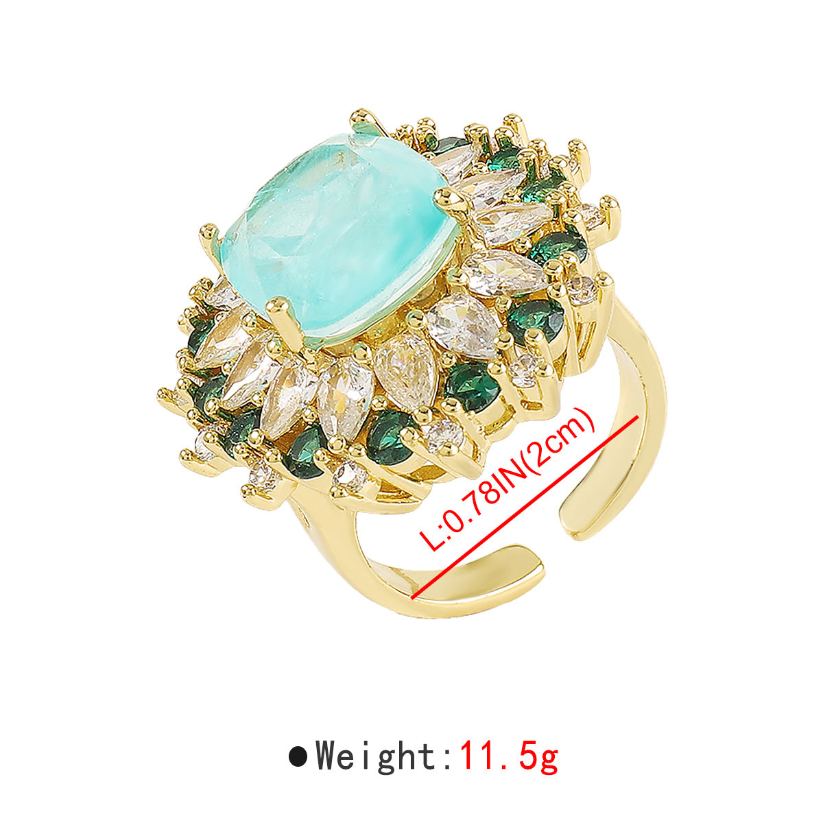 ZR0202 18K Copper Rainbow CZ Adjustable Rings