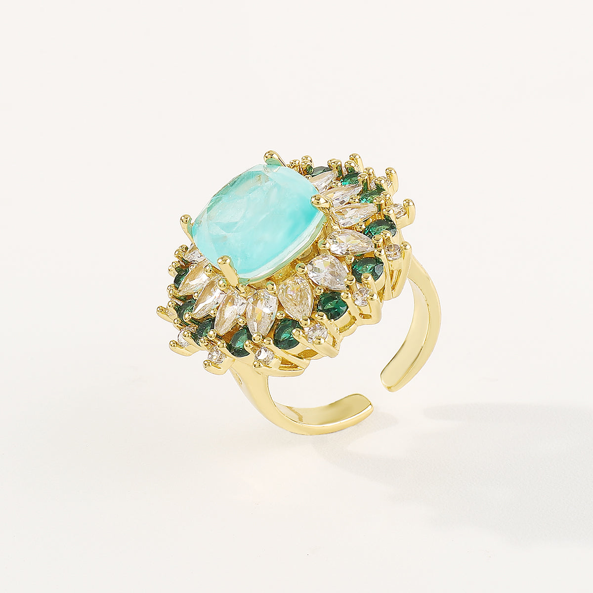 ZR0202 18K Copper Rainbow CZ Adjustable Rings